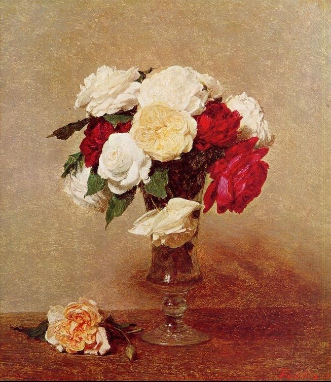 Henri Fantin-Latour Roses in a Stemmed Glass